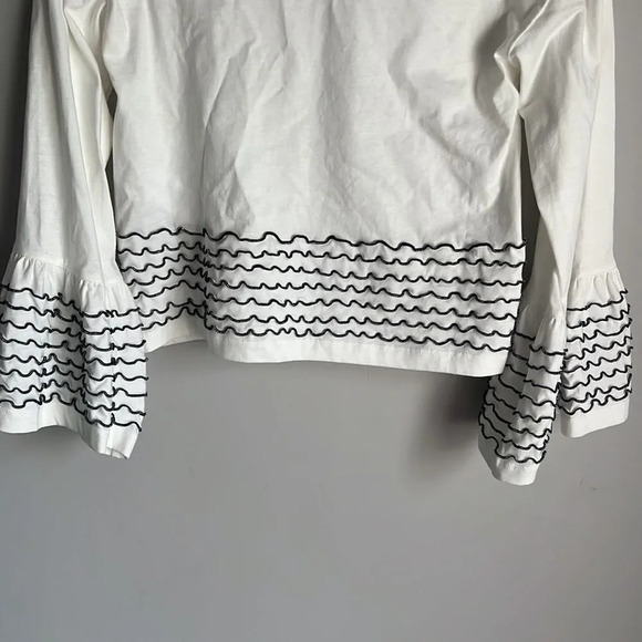 See by Chloe Luxury White Bell Long Sleeve Decorated Boxy Top French Style - Picture 7 of 10